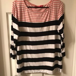 Elle Striped Boatneck 3/4 Sleeve Top